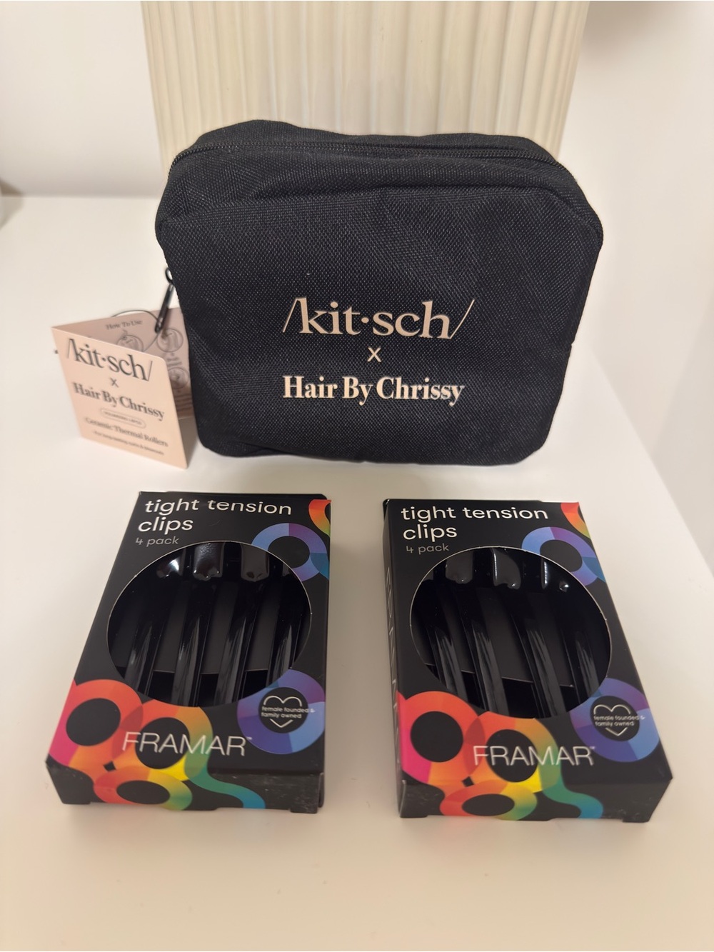 Kitsch x Hair By Chrissy Ceramic Thermal Rollers Set + Framar Clips Bundle NEW